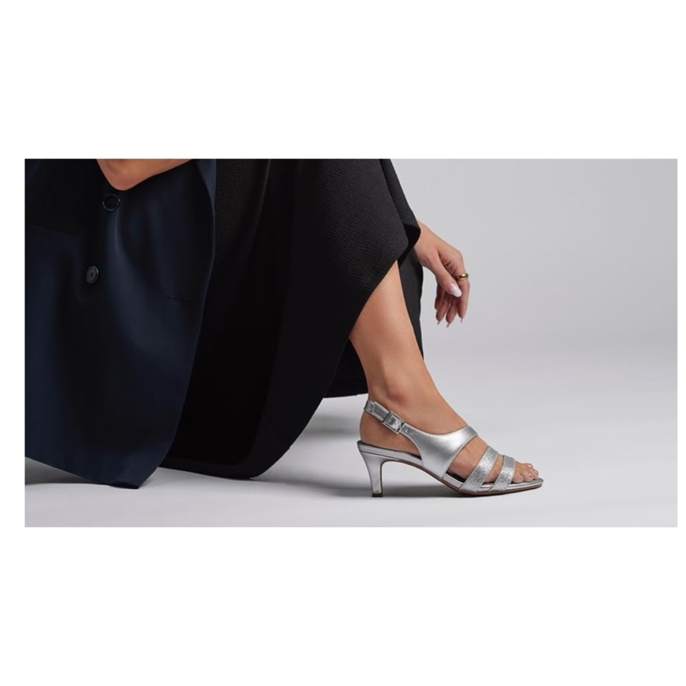Naturalizer Silver Strappy Low-Heel Sandals